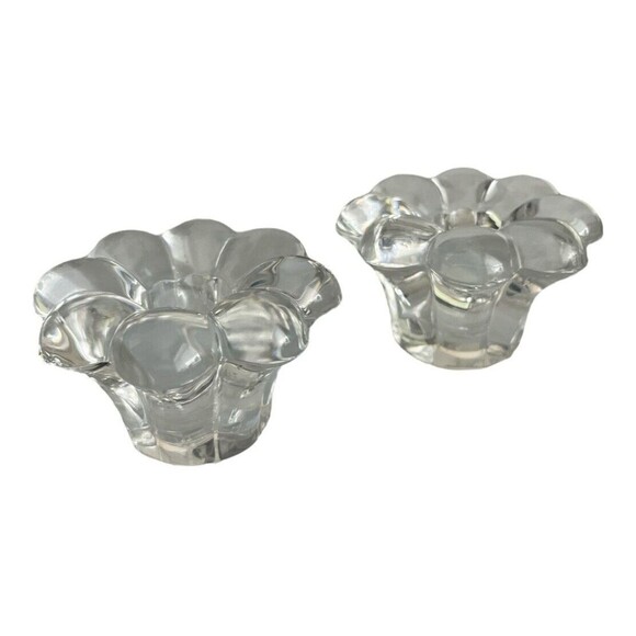 Heisey Crystolite (#1503) 13” Oval Footed Center Bowl Pair Rosette Candleholders - Picture 7 of 8